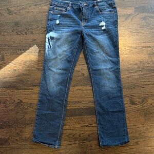Frank & Oak Men's Dark Blue Distressed Straight-Leg Jeans (never worn)